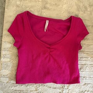 Anthropologie Fuchsia Crop Top